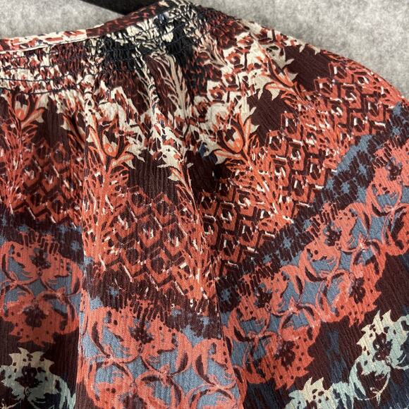 Garnet Hill 100% Silk Tunic Top Womans XL Floral Lightweight Boho Peasant Artsy - Picture 12 of 13